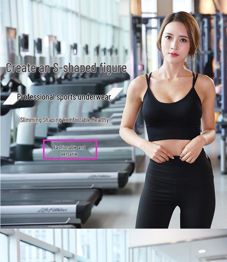 European & American Quick-Dry Cross Back Shockproof Wire-Free Plus Size Yoga Sports Bra for Women
