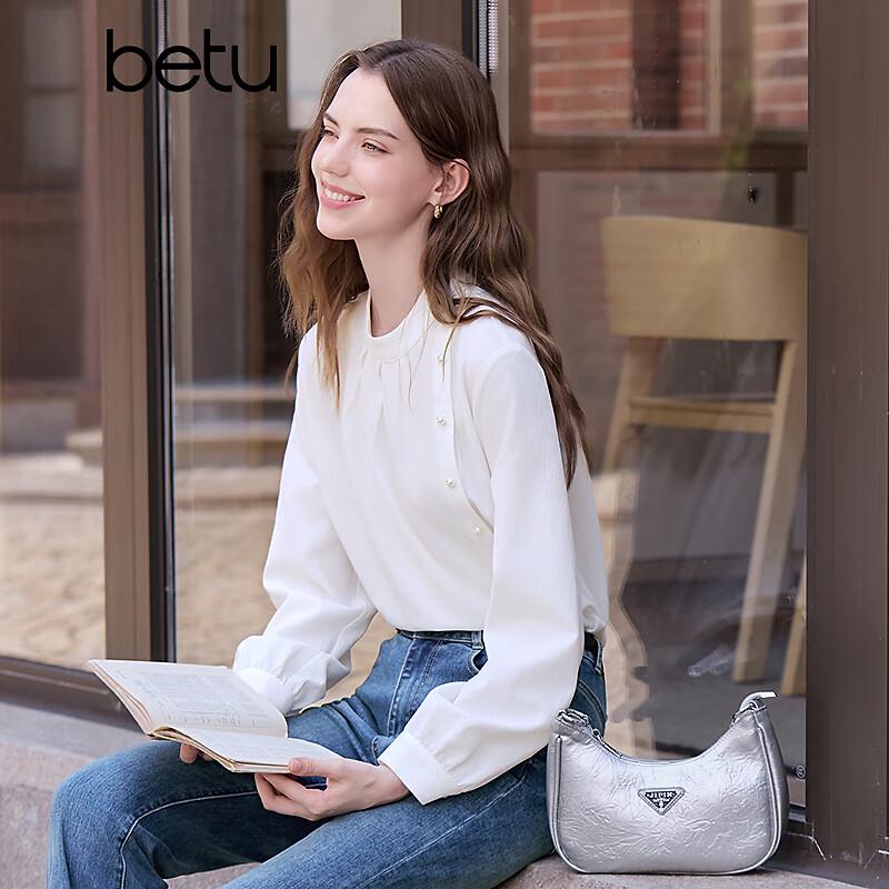 Betu Women's Elegant Oblique Placket Long Sleeve Shirt