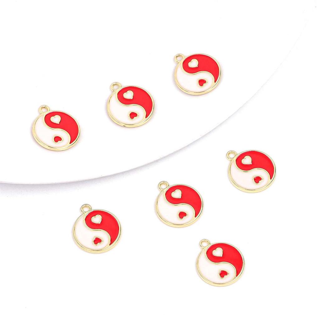 4 stk Alloy Drop Oil Emalje Charms Tai Chi Hjerte Anheng Perler For Smykker Making DIY Halskjede Armbånd Øredobber Håndverk Funn