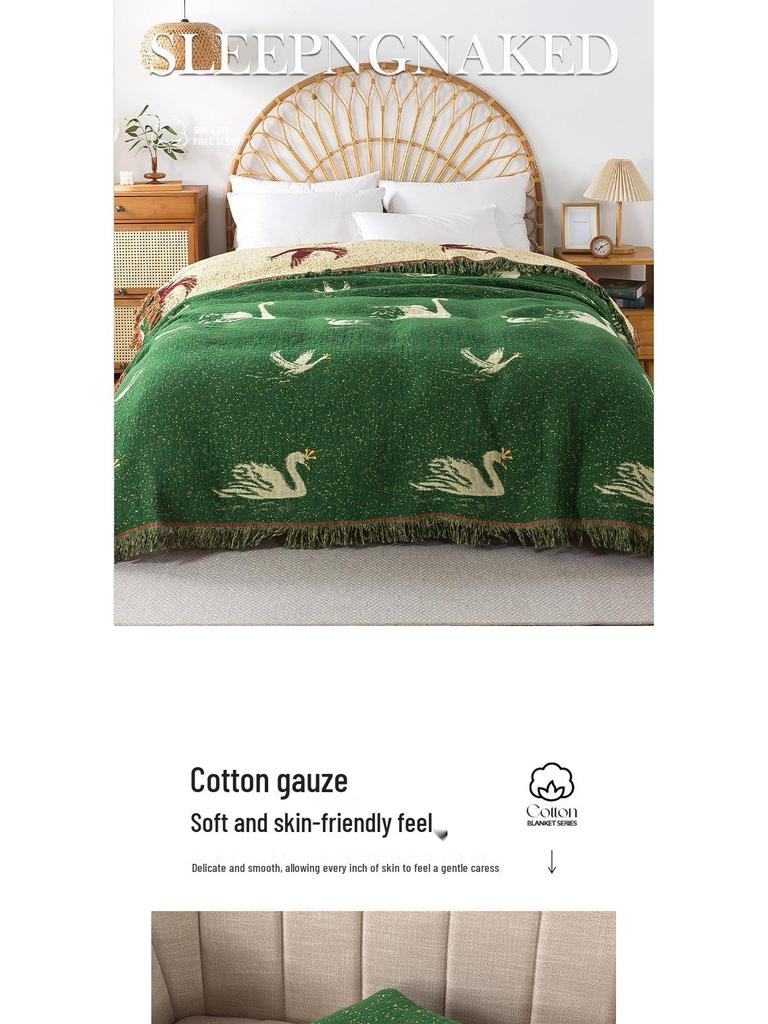 Pure Cotton Extra Large Thick Gauze Blanket - Summer Nap Cover & Sofa Towel