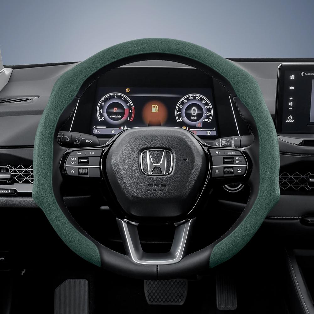 AAALV1 Suitable for Honda Premium Suede Snap-On Steering Wheel Cover Anti-Slip Durable Car Accessories Civic Fit 8Th Gen 8 City Accord 9 10 Vezel 