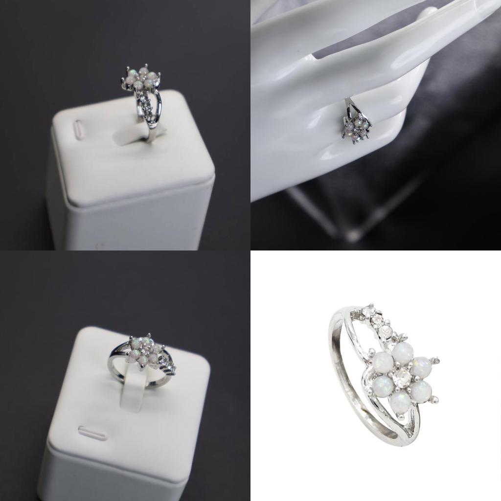 Elegant Opal Ring With Floral Design Stunning Women's Fashion Jewelry In White Color