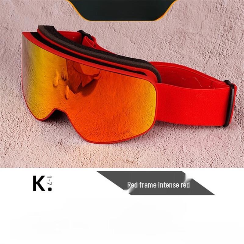 

Anti-Fog OTG Snow Ski Goggles Red frame + full red lens + red strap