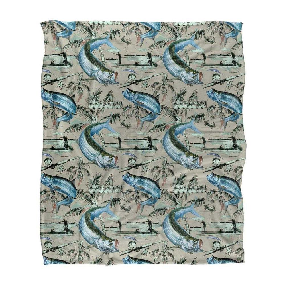 JQ Licensing Jl-Jp-Jq Silky Tiki Flower Fishing Supersoft Blanket