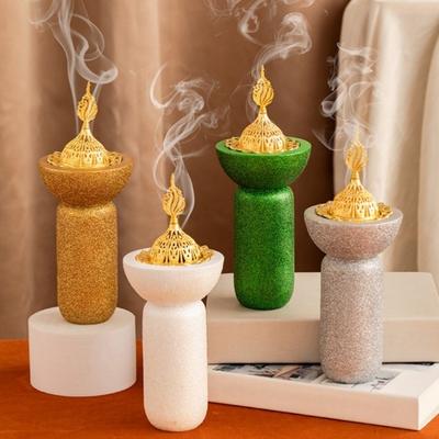 Resin Glitter Base Incense Burner Hollow Out Luxury Incense Diffuser Decorative Arabian Style Aromatherapy Burner Living Room