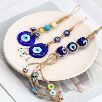 Liuli Handmade Craft Home Wall Hanger Demon Eye Pendant Car Hanger Decoration Blue Eye Key Chain