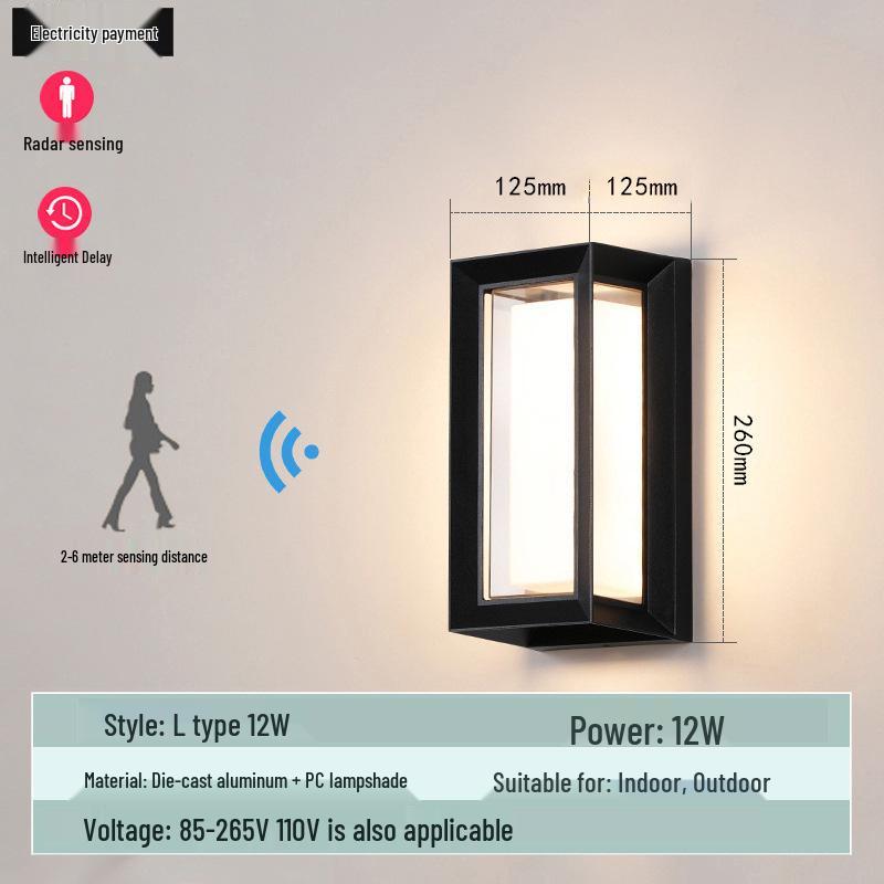 Waterproof Minimalist LED Wall Light with Smart Sensor for Outdoor Use
