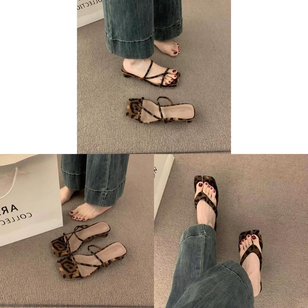 Leopard Print Flip Flops For Women Summer Soft Sole Beach Sandals Slip On Comfortable Casual Footwear