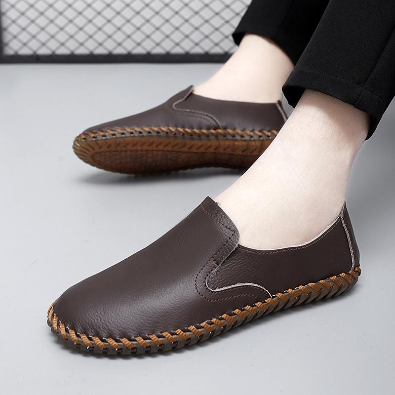 Fashion Lightweight Mens Loafers Male Comfortable Dress Shoe Hot Sale Fashion Mens Slip On Shoes Leather All-match Soft Business Flats