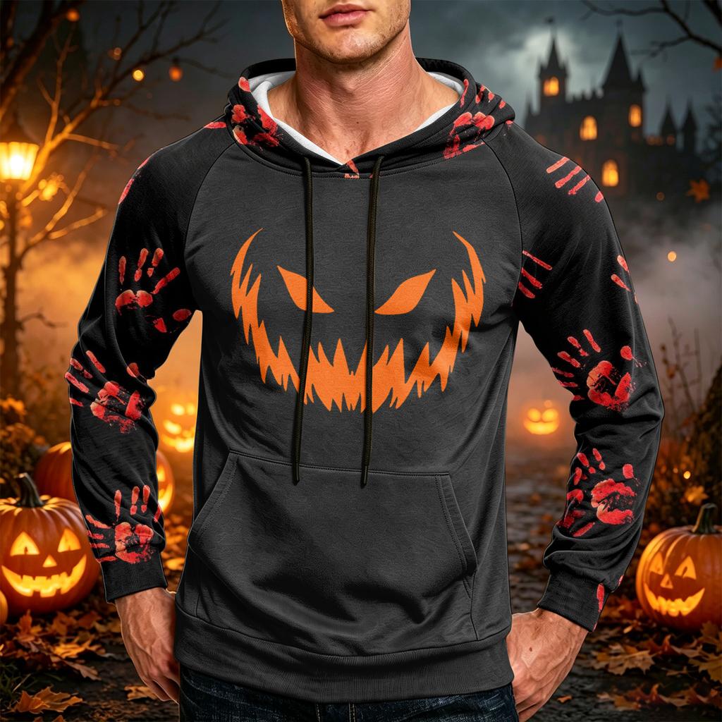 Men's Loose Fit Printed Hoodie with Pocket and Drawstring Casual Sweatshirt for Everyday Wear