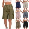 Høy midje, ledige, uformelle sportsshorts for kvinner med flere lommer