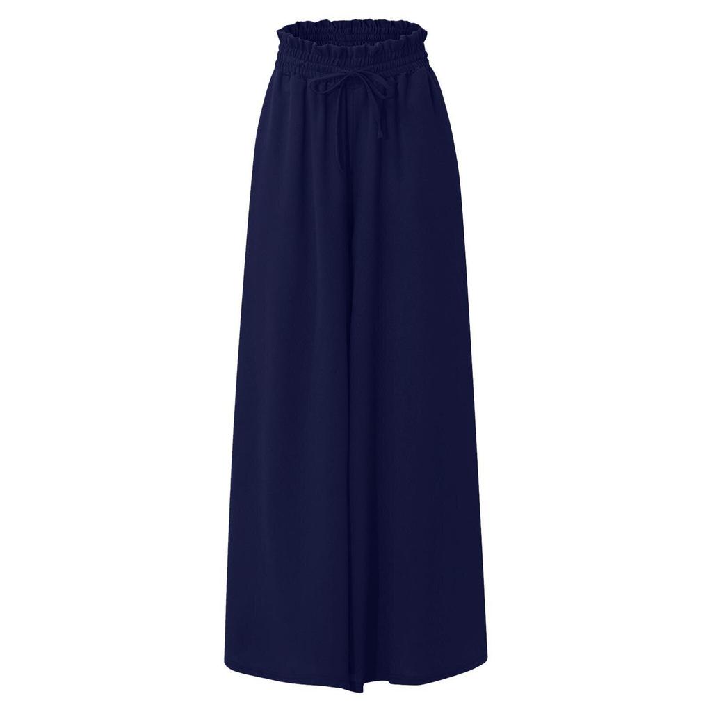 Sommer Damen Weitbeinige Hosen, Elastischer Bund, Weitbeinige Hochtaillierte Lange Culottes