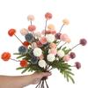Faux Silk Pompon Mum Artificial Flowers 5 Heads Autumn Ball Chrysanthemum
