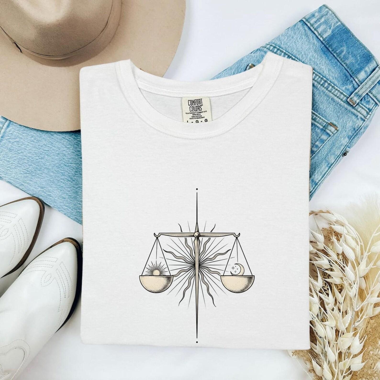 Zodiac Weights Shirt Astrology Cosmos Gift Women Bohemian Tee Astrology Sign T-Shirt Astrology Enthusiast Universe Graphic Tshirt Clean Sun S