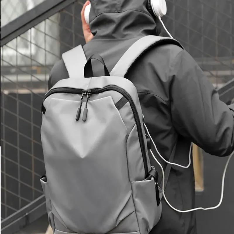 Men School Backpack Waterproof Nylon Backpacks USB Charging Laptop Backbags Large Capacity Rucksack for Books Outdoor Travel
