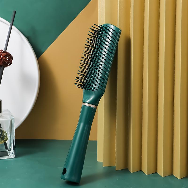 Dark Green Elastic Paint Airbag Massage Comb with Negative Ions for Smooth and Curly Hair