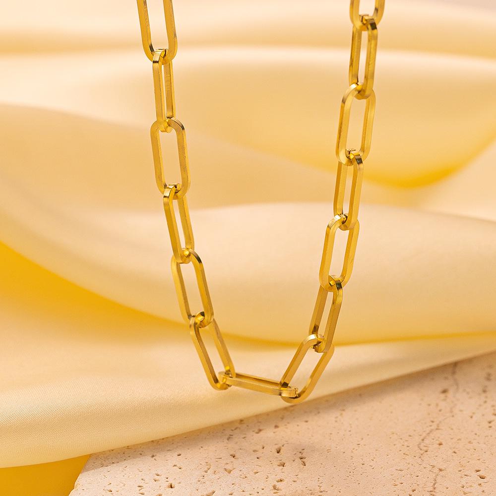 18K Gold Trendy Cuban Link Necklace: European & American Style, Non-Fading, Fashionable Personalized Chain, High-End Jewelry.