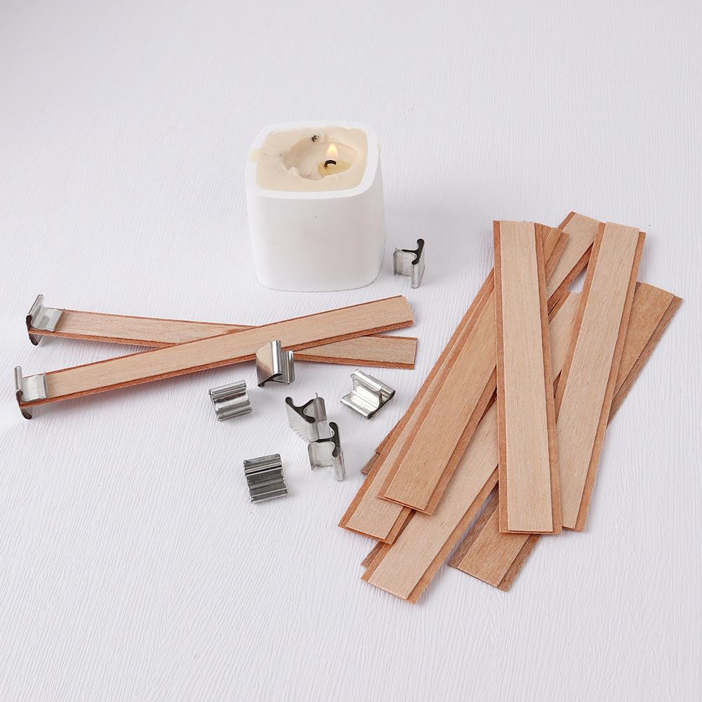 New Double Layer Wood Candle Wicks With Base Candle Wick Core For Homemade Candle Making Supplies Soy Parffin Wax Wood Chip Wick