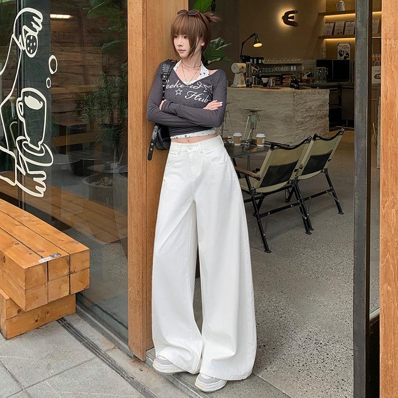 Women's High-Waisted Wide-Leg Denim Jeans - Bamboo White, Spring 2026