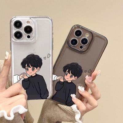 Carcasă iPhone Băiat Ținându-se de Mână: Compatibil cu Apple iPhone 13/14/15/16/17, Design Creativ cu Carcasă Moale.