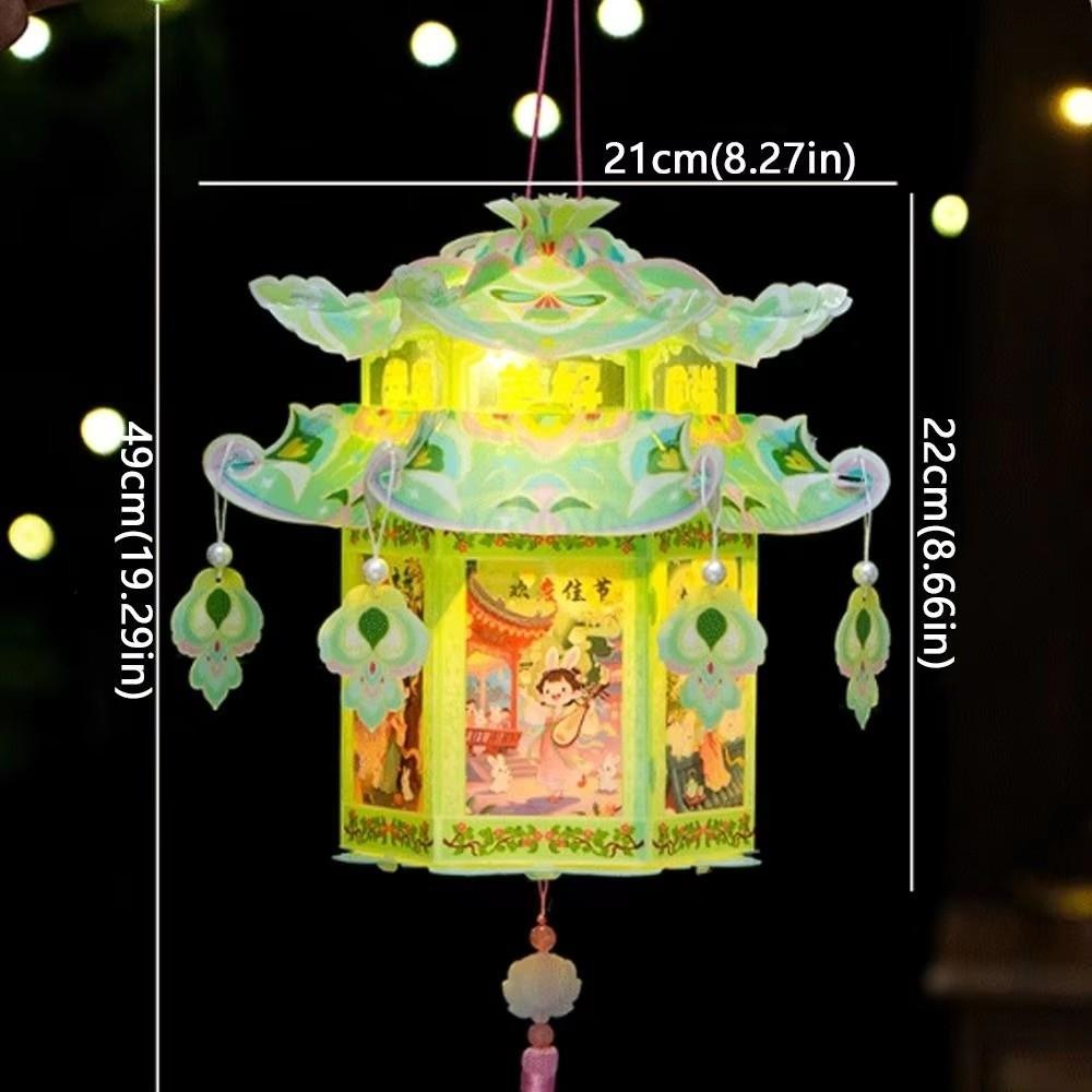 DIY Material Package Mid-Autumn Festival Lantern Blessing Words PVC Material Handmade Lantern Luminous Design Handheld Size