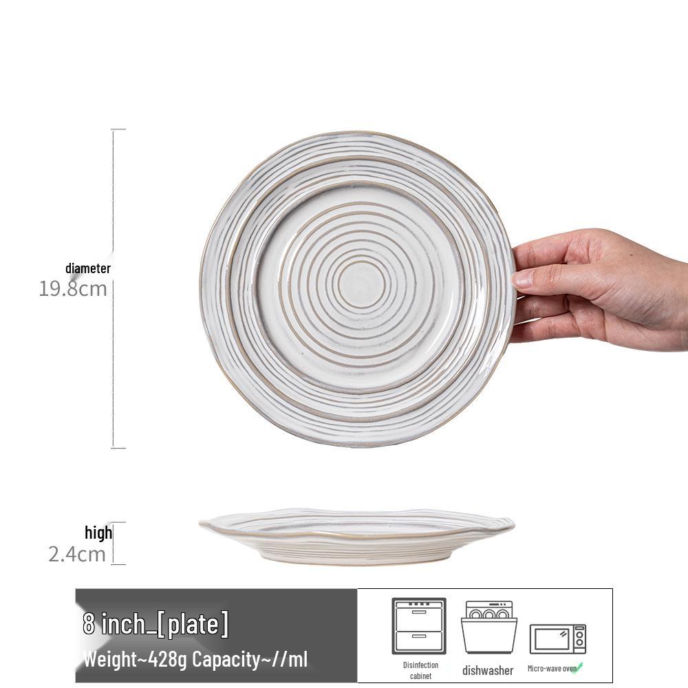 Retro Ceramic Dinner Plate - Beautiful High-End Household Dish for Meals