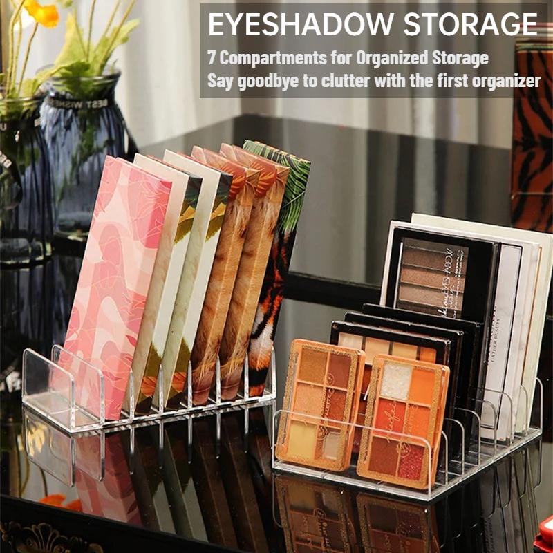 2PCS 7-Compartment Makeup Organizer Desktop Eye Shadow Palette Display Box Makeup Blush Cosmetics Shelf Make Up Tools Storage Holder