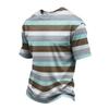 Men's Casual Quick-Dry Round Neck Short Sleeve Striped T-Shirt - Lightweight Mesh Breathable