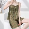 Japanese plaid suspender pajamas women can wear outside in summer with chest pads, loungewear, anti-bumping cotton and silk suit, advanced sense