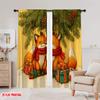 2pcs,2D Plane Printing Light Filtering Curtains Cozy Foxes In Red Scarves with Pine & Gifts Versatile Polyester (without Rod)