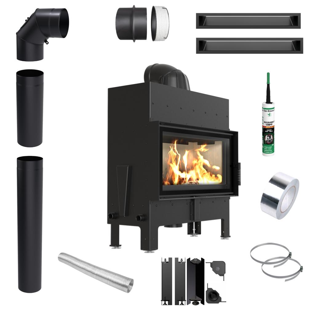 Fireplace Insert Fireplace KRATKI FLOKI L 12 kW Grille Mounting Kit Pipes