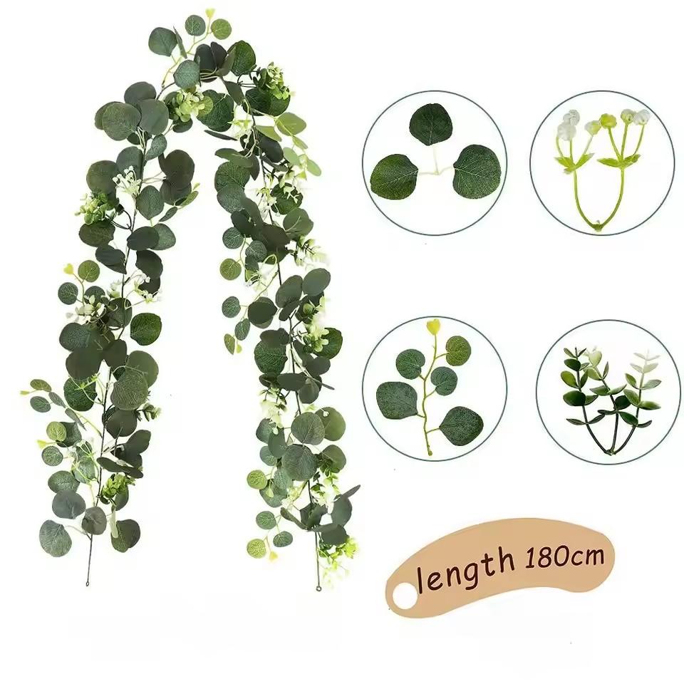 

Artificial Eucalyptus Garland Artificial Hanging Plants Fern Vine Fake Hanging Greenery Plant for Wedding Home Party Decor