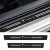 4Pcs Carbon Fiber Leather Car Door Sill Strip Badge Sticker For Model 3 Model S X Model Y Roadster Cybertruck Coil SpaceX