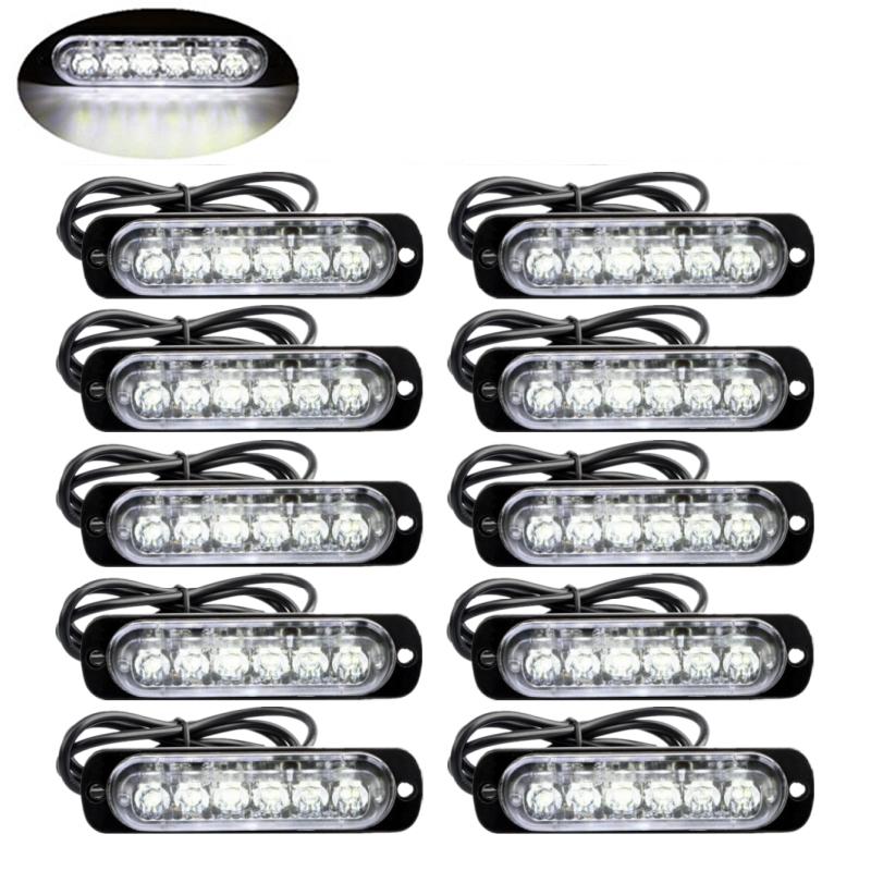 10PCS Strobe Light 12v-24v 6LED Truck Trailer Lights Stroboscopes  LED Car Light  Emergency Warning Hazard Flash Light