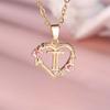 1 Pc Golden Color 26 English Letter Heart Necklace Rose Flower Pendant Wedding Band Jewelry Valentine's Day Gift