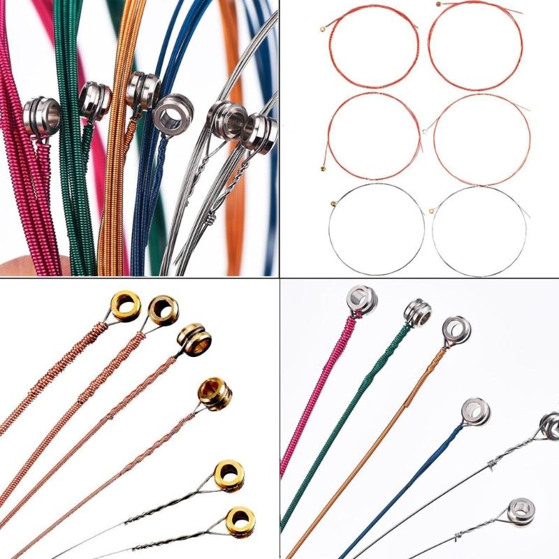 6Pcs Folk Guitar Strings Acoustic Guitar Strings Offering Clear Sound Quality Colorful Folk Acoustic Guitar Strings Set