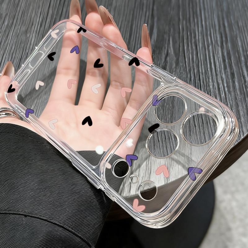 Mini Love Hearts Stars Pattern Case For iPhone 17 Pro Max Coque iPhone 16 15 14 13 12 Pro Max 11 Clear TPU Silicone Soft Cover