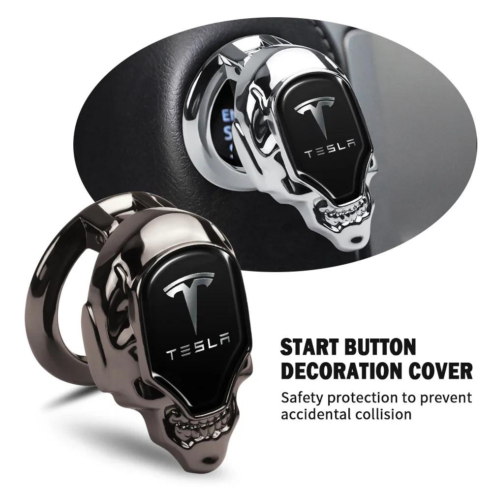 Bilklistermärke 2025 Ny Tesla 1 ST Skyddskåpa Klistermärke för Bilens Motor Start/Stopp-knapp Auto Tillbehör För Tesla Model 3 Model S