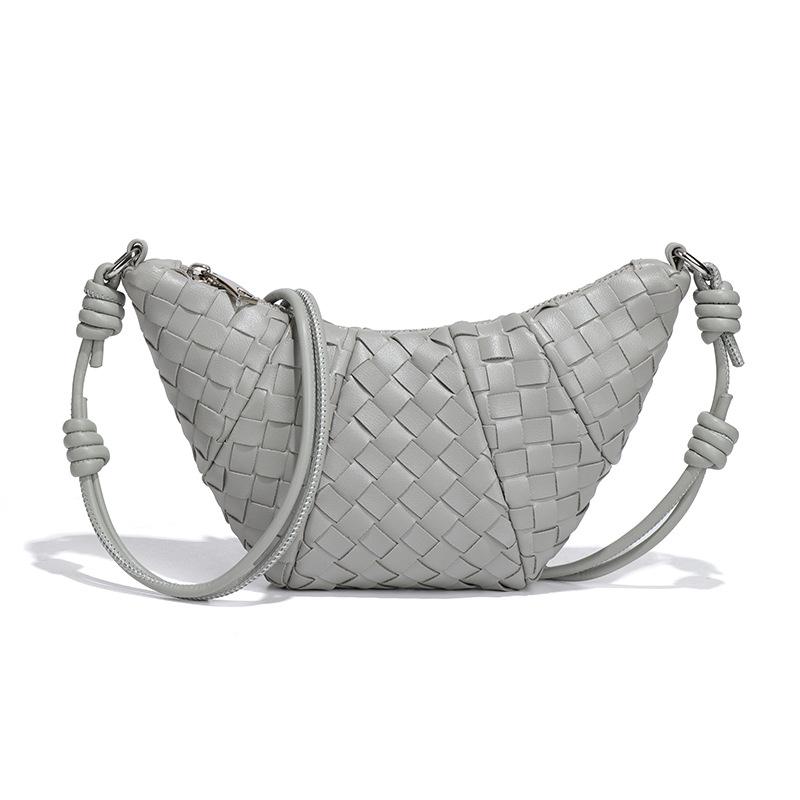 Personalized and Trendy Hand-woven Horn Bag, Fashionable and High-end Single-shoulder Bag, Retro Texture Soft Leather Crossbody Bag