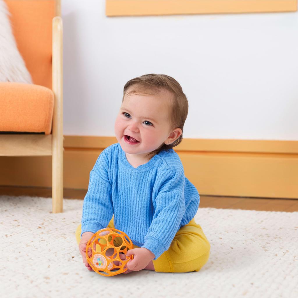 Oball Rattle - Orange - Kids2 Oball Rattle Ball Baby Toy Teether Rattle Easy to Grasp Mesh Ball Baby Toy Educational Toy Long-lasting Play Bath Safe
