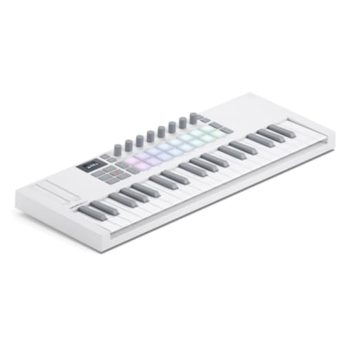Novation Launchkey Mini 37 White MK4 - Portable 37 Mini-Key, USB, MIDI Keyboard with DAW Integration, Chord & Scale Modes, 16 Drum Pads, Arpeggiator,