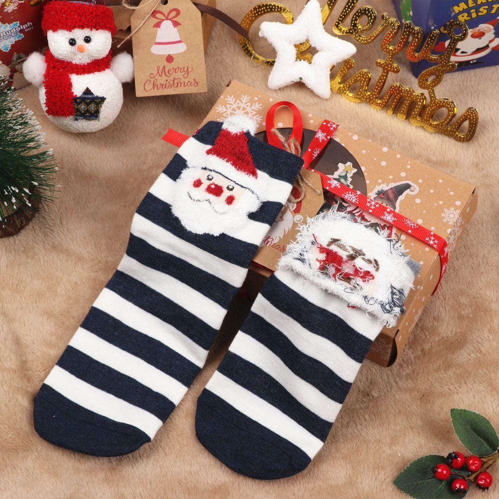 Women Santa Claus Elk Bear Cartoon Stockings Colorful Cotton Xmas Gift Christmas Animals Socks