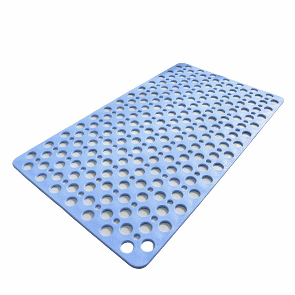 Eco Friendly Suction Cup Bath Mat Quick Drain Round Hole Bath Mat Foot Mat Bath Rug Bathroom 70x38cm синий
