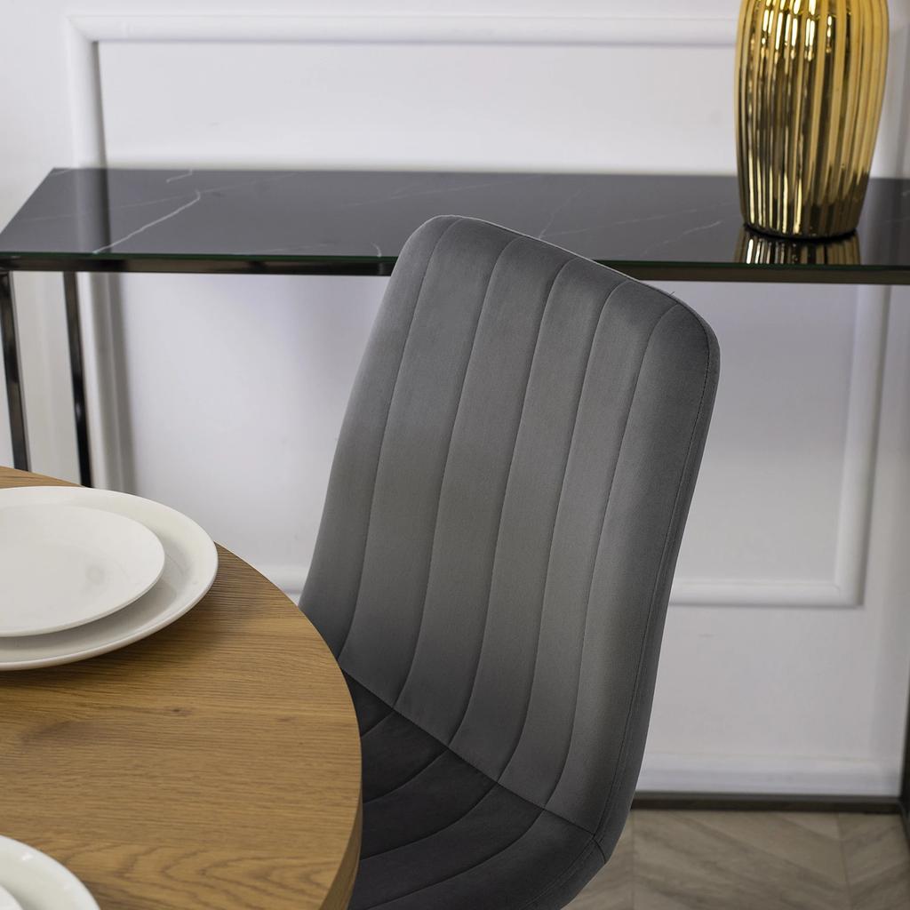 Ibis Upholstered Dining Chair Gray Velvet Modern Loft