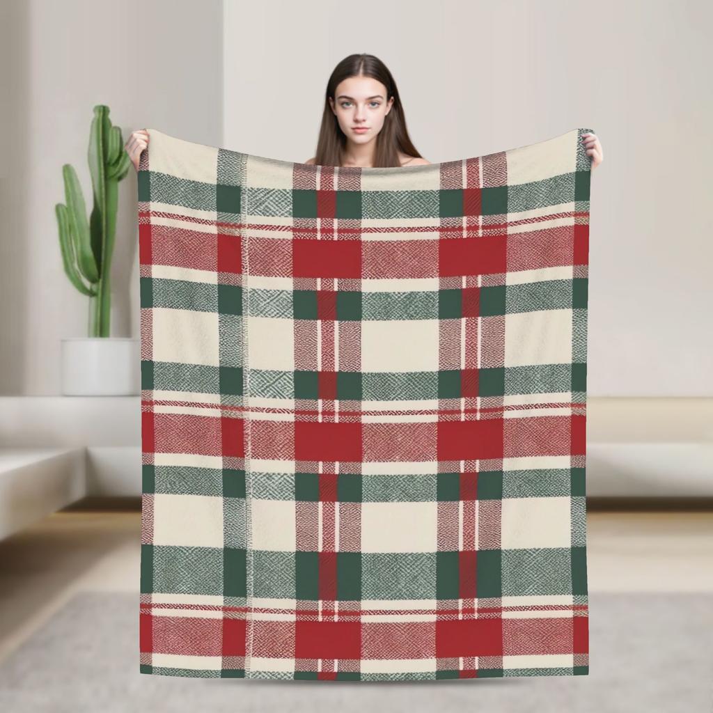 Plaid & Holiday Christmas  Flannel Blanket Autumn  Super Warm Bedding Throws for Kids Adult Bedroom Bedspread Sofa Bed Cover