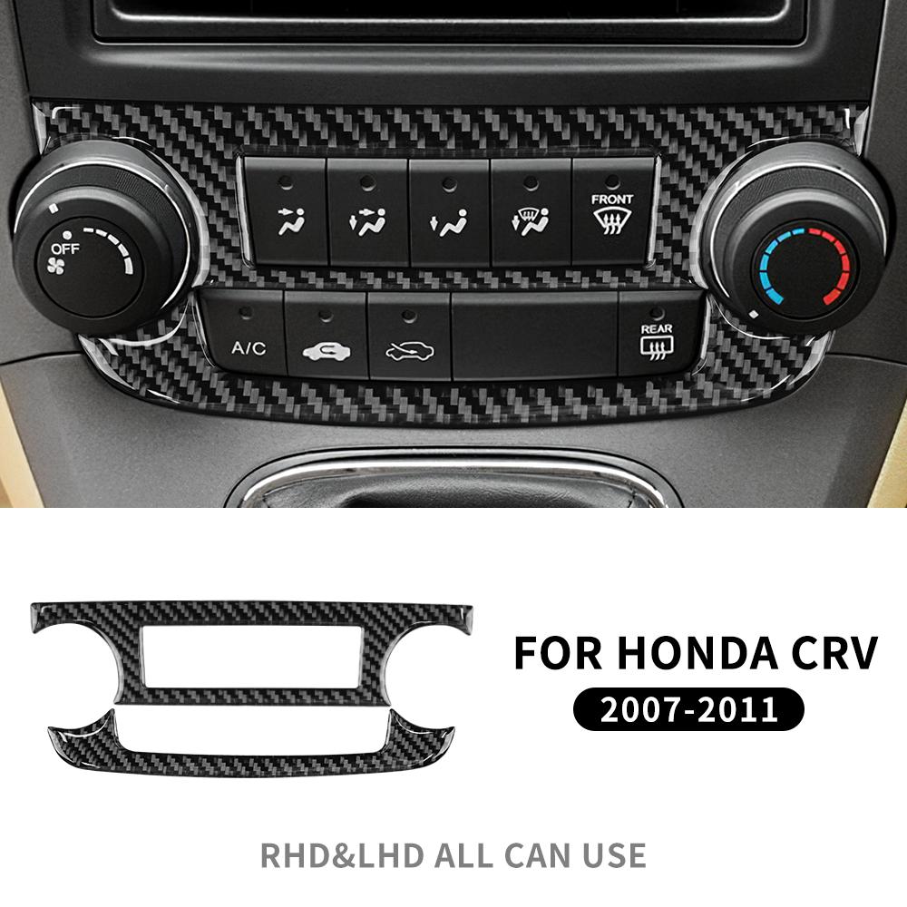 Real Carbon Fiber For Honda CRV CR-V 2007 2008 2009 2010 2011 Central Control Air Conditioner Button Cover Accessories LHD RHD