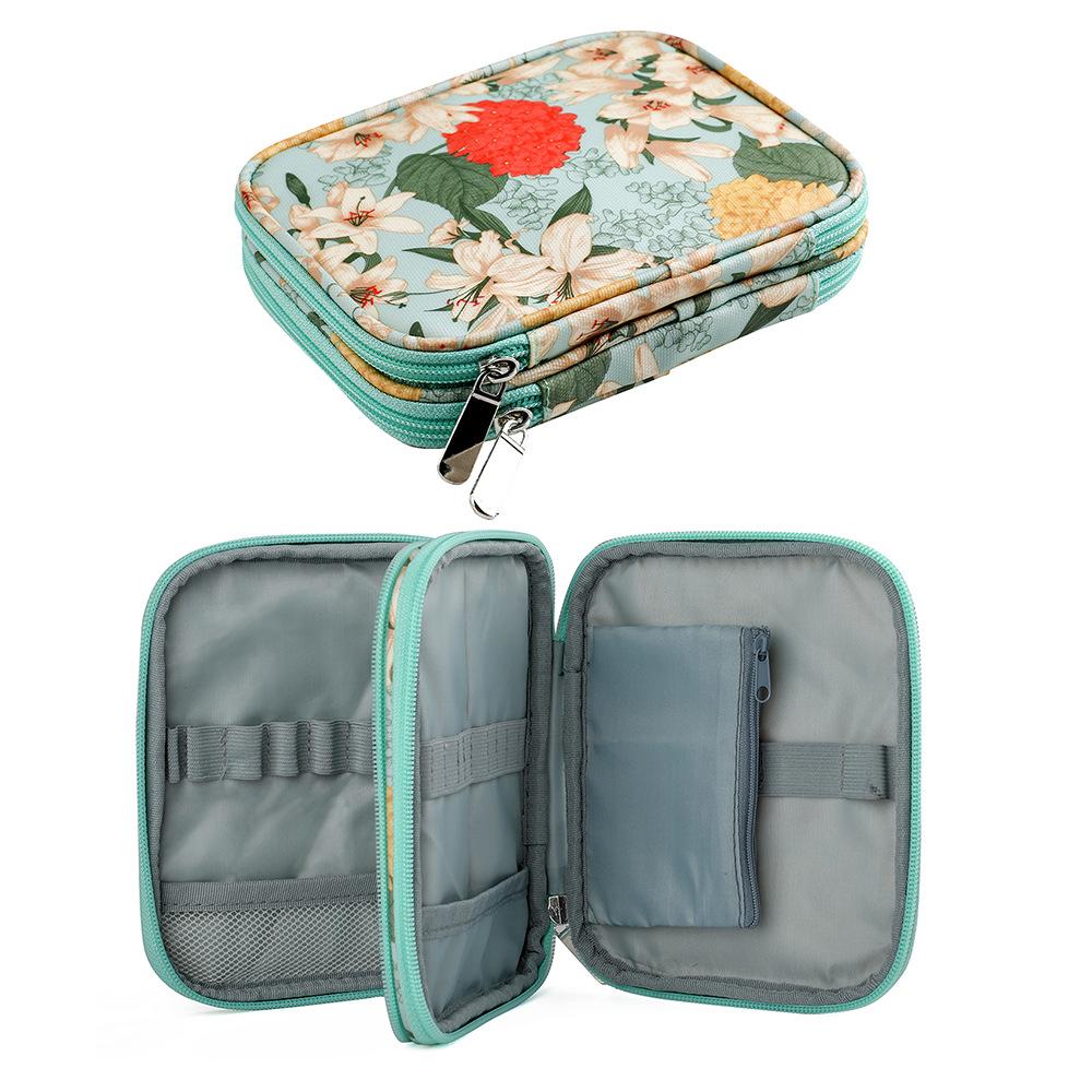 Dwuwarstwowa zapinana na zamek torba szydełkowa na narzędzia dziewiarskie