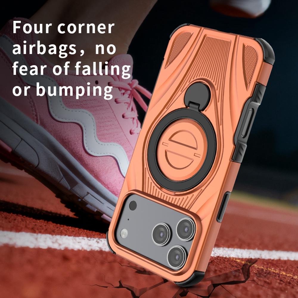 For iPhone 17 Pro Max Magnetic Case Rotating Kickstand TPU PC Shockproof Phone Back Cover