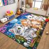 Cute Cartoon Cat Pet Animal Print Flannel Area Rug Non‑Slip Soft Floor Mat For Couch Bedroom Living Room Indoor Home Decor Gift