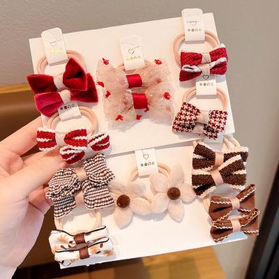 Kawaii Small Bow Hair Ties Set Children Girls Kids Elastic Hair Rubber Bands Ring Rope Accessories Scrunchies Headdress Headwear